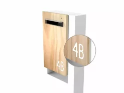 Javidesign Post Mount Letterbox - White (with Custom Numbers)