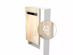 Javidesign Post Mount Letterbox - White (with Custom Numbers)
