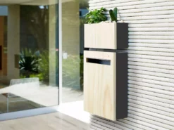 Javidesign Outdoor Living Wall Mount Letterbox + Planter - Charcoal