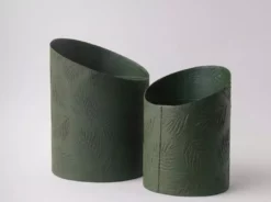 Tree Stripes Pty Ltd Hi-Lo Pot Palms - Olive Green Pots & Hanging Baskets